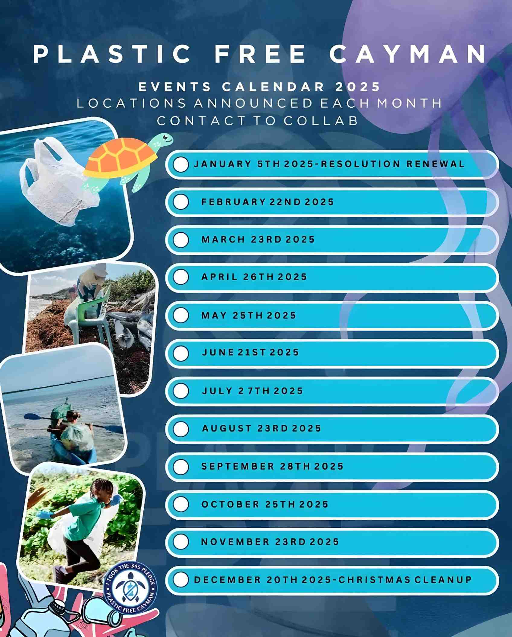 Plastic Free Cayman - 2025 Cleanup Schedule